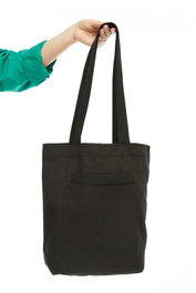 Zoozie Bags Bolso Tote 2116, Bolso de Mano de Gabardina 100% Negro con 2 Bolsillos Exteriores, 33 x 45 x 10 cm